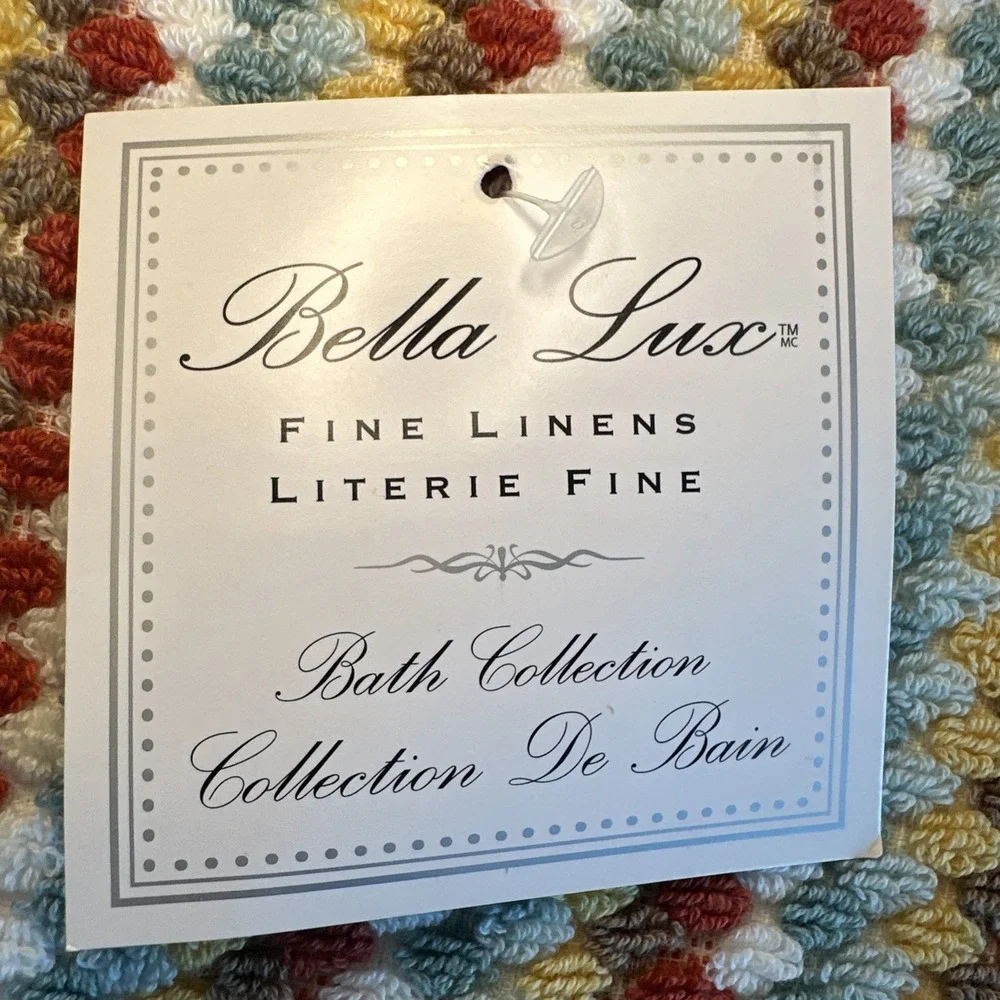 (2) Bella Lux Jacquard Chevron Bath Towel Textured Stripe Aqua Rust‎ Mustard New
